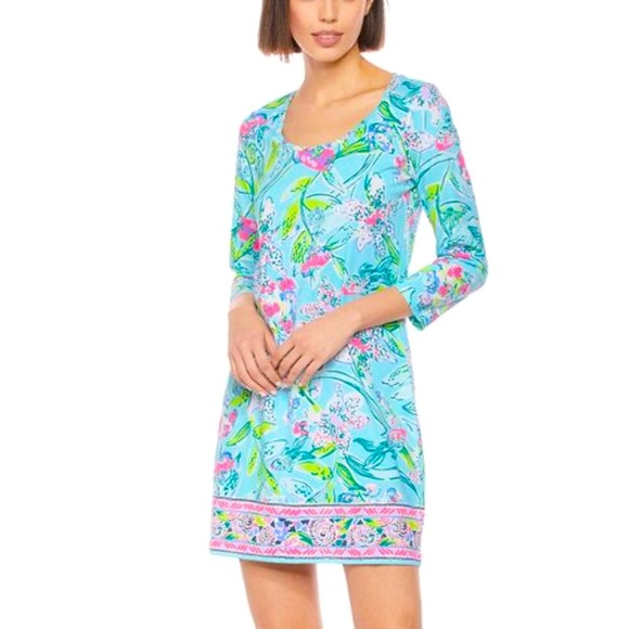 EUC Lilly Pulitzer Beacon Dress Bali Blue Sway This Way Size Small NWT - Picture 3 of 9